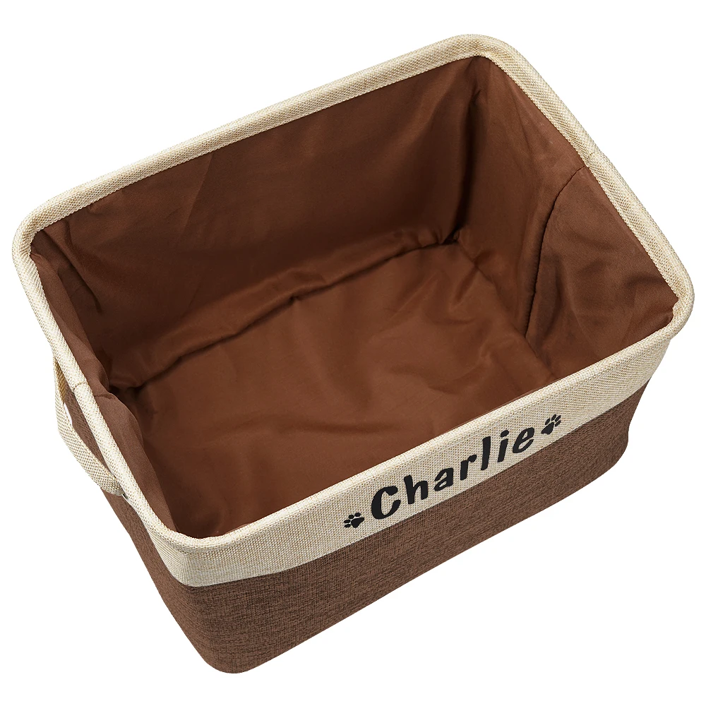 Personalized Pet Storage Box Free Custom Dog Storage Baskets For Dog Toys Clothes No Smell Free Print Dogs Name With Cute Paw