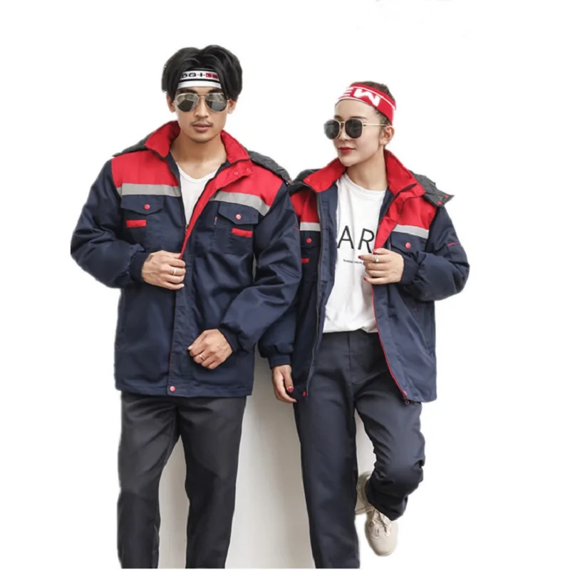 

Winter Work Clothing Men Women Reflective warm thick Jackets coat Mechanical Repair Welder Workshop wadded coat Working Uniforms