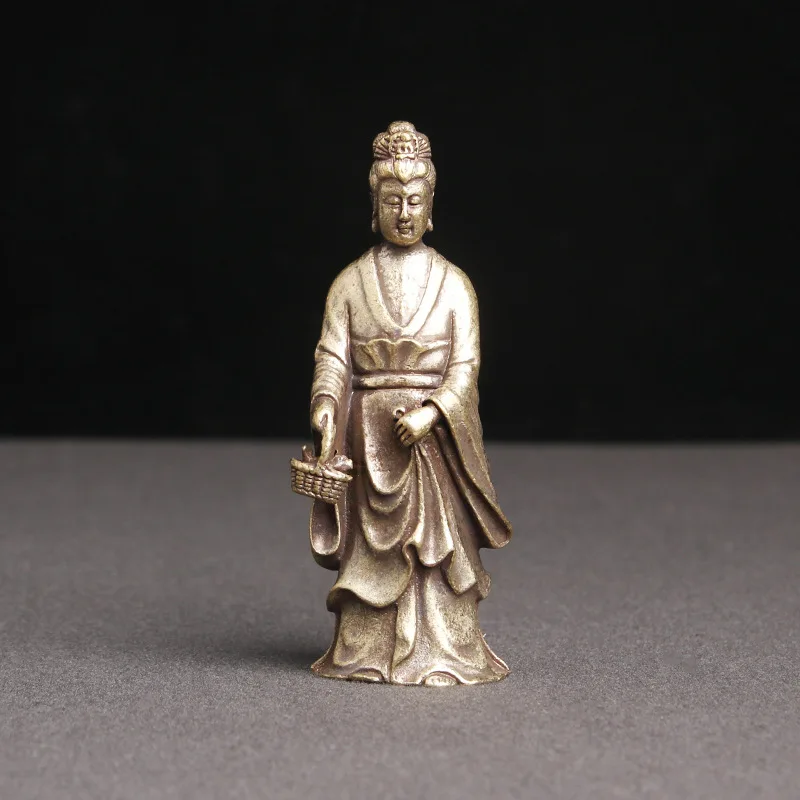 

Brass Guanyin Buddha Statue Home Decoration Accessories for Living Room Buddhism Desktop Ornaments Antique Bronze Craft Gifts