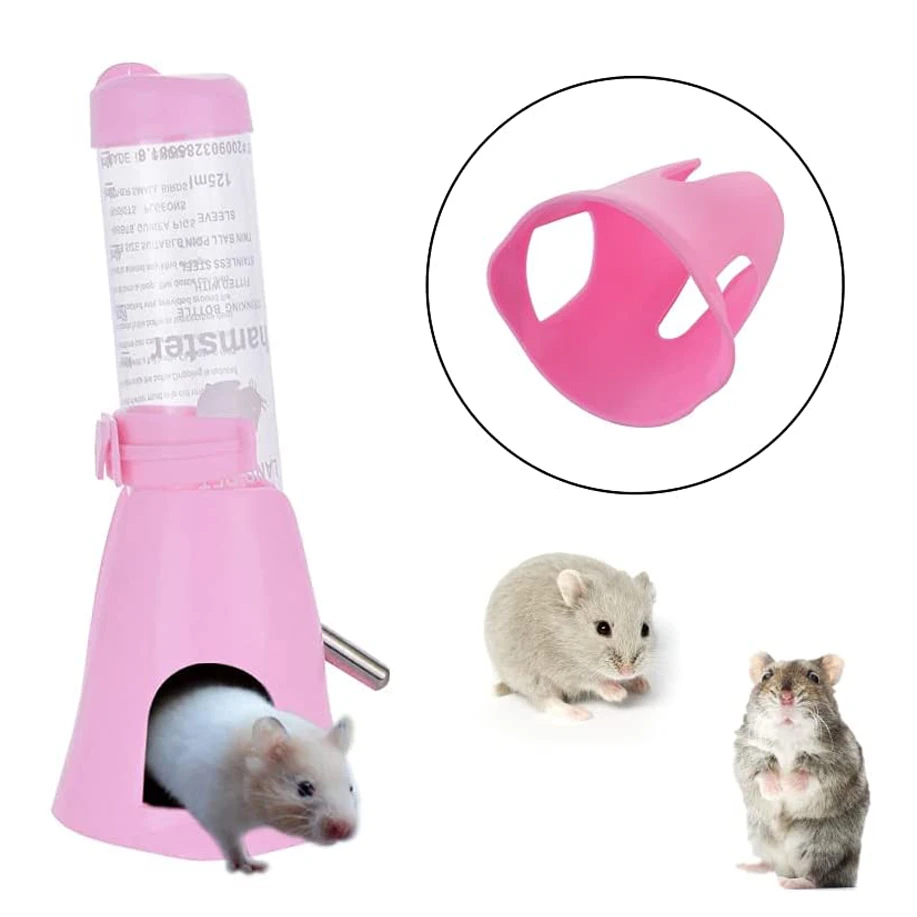 Botol Air Hamster Dasar Hidangan Makanan Botol Air Gantung Otomatis Opsional untuk Hamster Kerdil Kandang Hewan Kecil Tikus