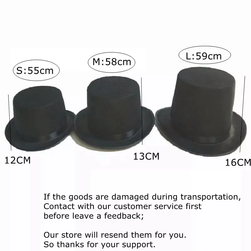 Black Top Hats Magician Performed Hat Jazz Stage Performances for Women Men Party Fedora Hat