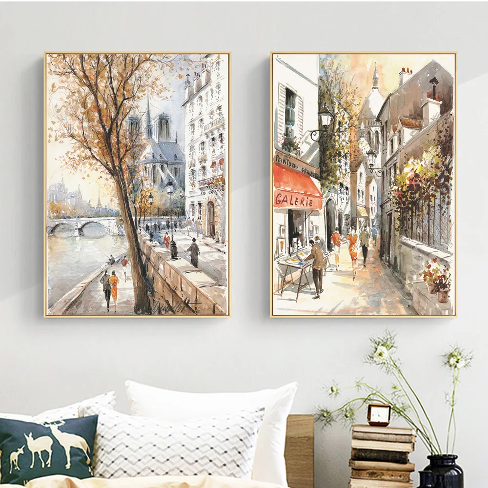 Abstract Paris Street Seine Landscape Canvas Oil Painting On Poster And Prints Wall Picture For Living Room Nordic Decoration