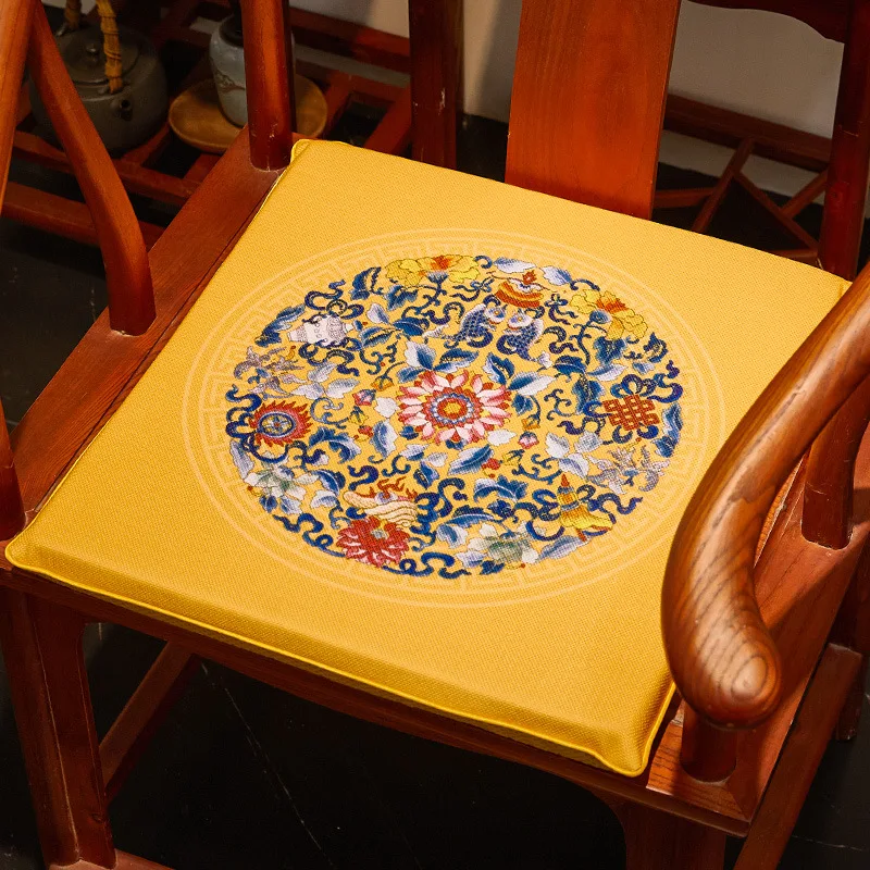 Retro Chinese Style Classical Seat Cushion Armchair Cushion Non-Slip  Cushion Washable Floor Soft Cuhsion Red Chinese Mat