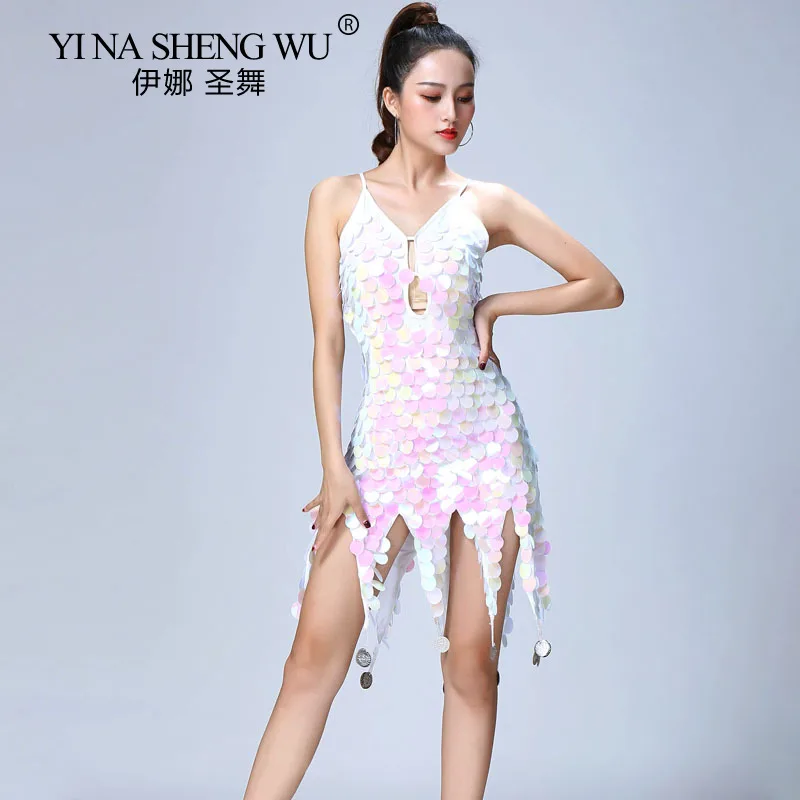 Vũ Điệu Latin Drees Tiếng La Tinh Đầm Viền Dây Hông Váy Gợi Cảm Trang Phục Hóa Trang Tua Rua Giai Đoạn Nghề Nghiệp Hiệu Suất Quần Áo ĐầM MặC