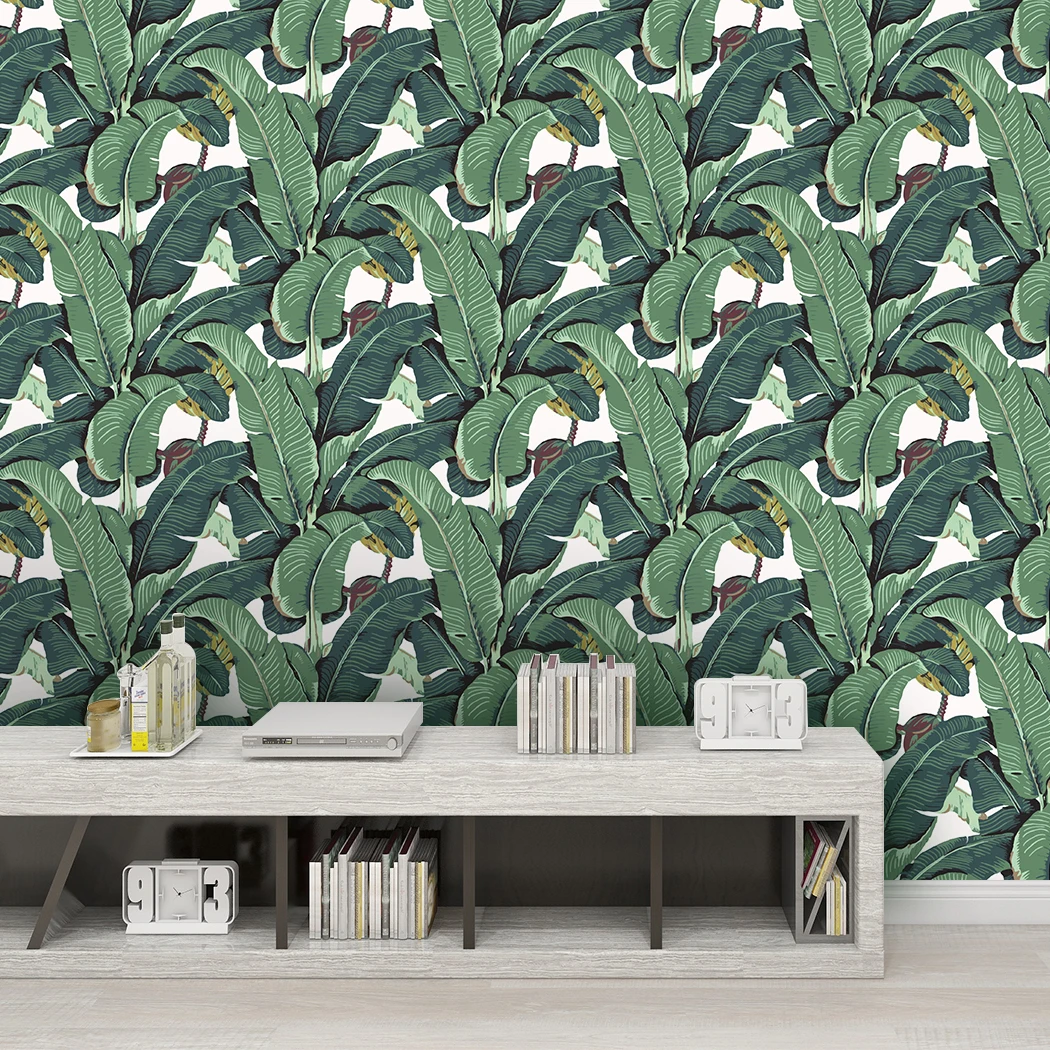 Tropical Palm Leaf Peel and Stick Wallpaper Green Banana Leaves Self Adhesive Wall Paper Removable Contact Paper for Living Room - Image 4