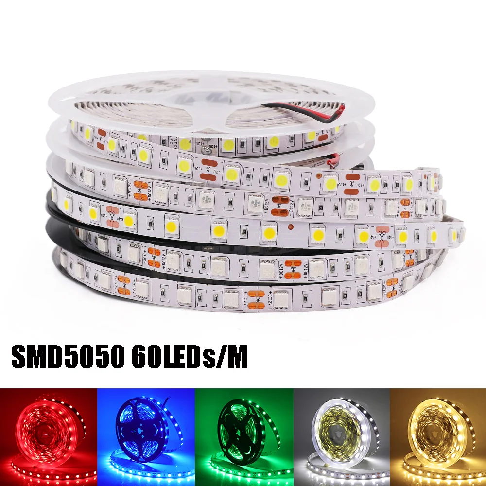 Taśma LED 5M 5050 5054 2835 RGB Led listwa oświetleniowa 12V 60 leds/m elastyczna taśma oświetleniowa Led wodoodporna 300LEDs wstążka dioda Home