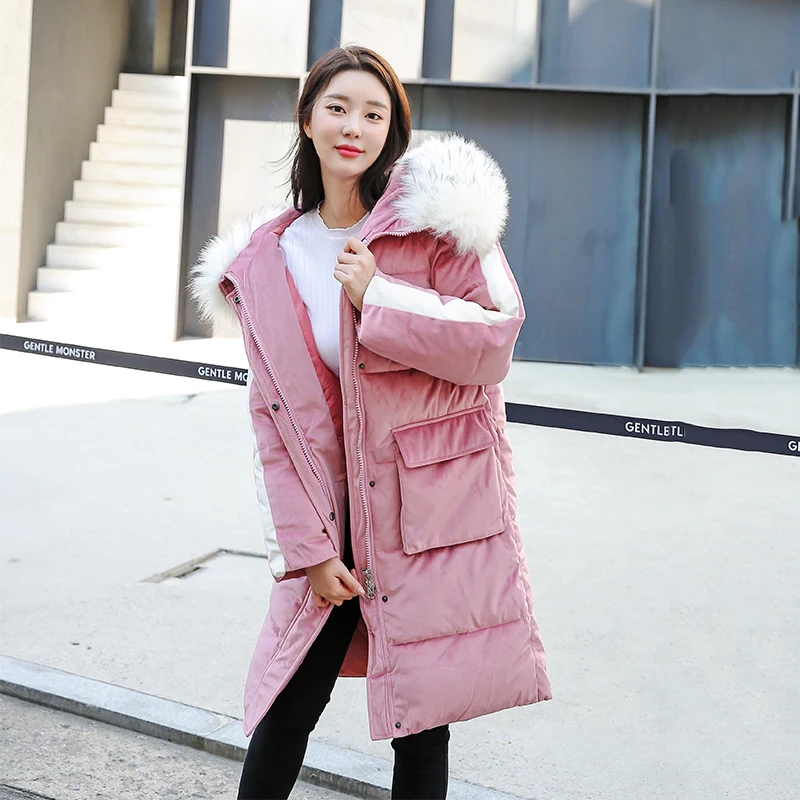 

Winter Coat Women Clothes 2020 Parka Korean Warm Jacket Womens Coats Big Fur Collar Hooded Wmen Parkas 1801 YY2011