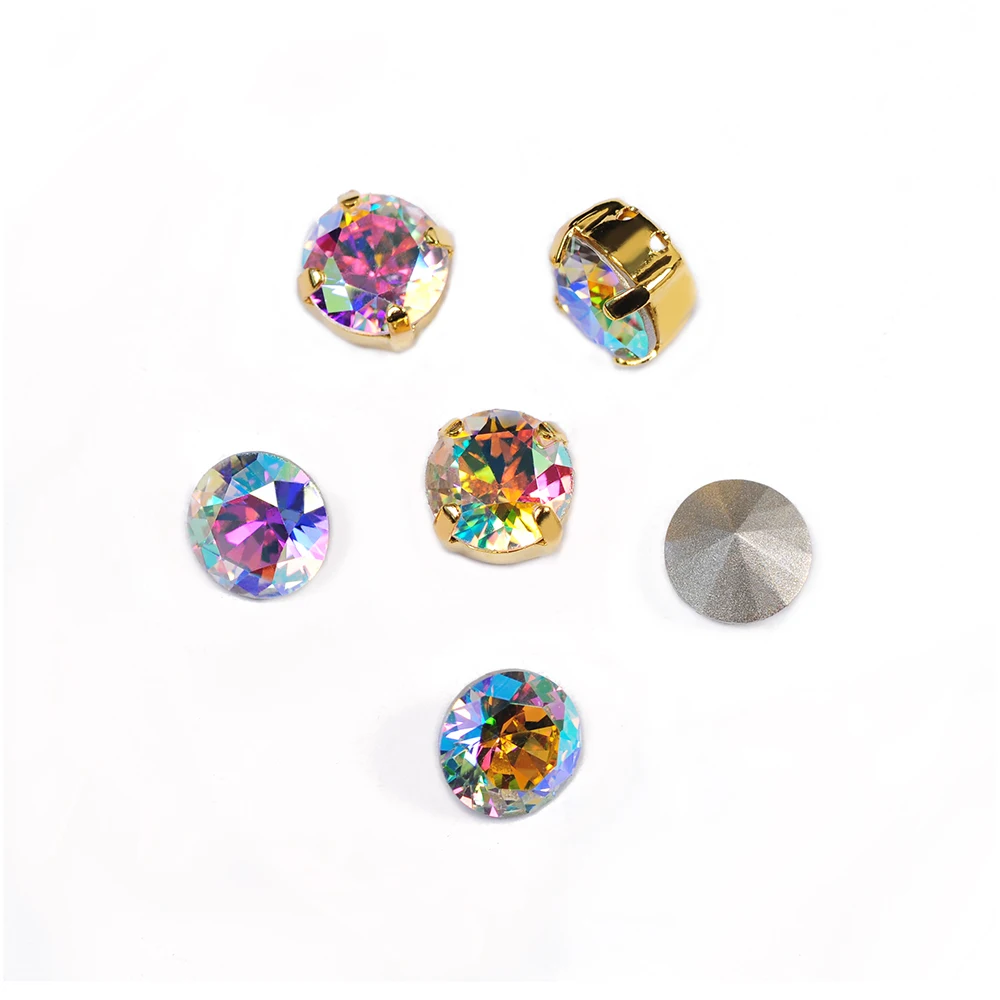 Glänzende Crystal AB Strasssteine zum Aufnähen, brillant geschliffen, hochwertige Pointback-Kristalle für Hochzeitskleider, Kleidung und Bastelarbeiten. – Detail 10