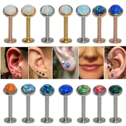 1 pz 16g filo interno opale pietra Labret Monroe labbro anello opale orecchio cartilagine Tragus elica orecchino Piercing gioielli per il corpo