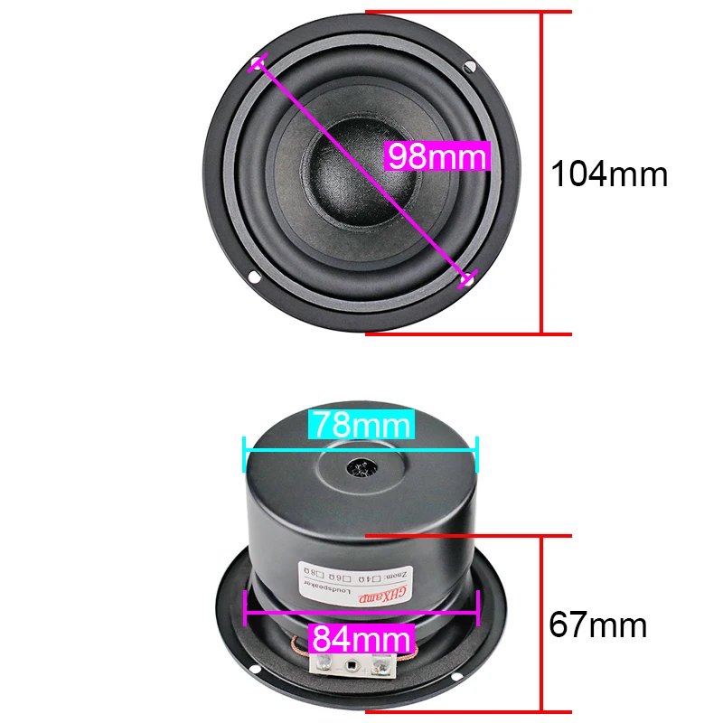 Speaker 3.5 Inch 104mm Subwoofer Bass Powerful Hifi 30W Linen Paper Fiber Cone 4-layer Voice Coil 2pcs