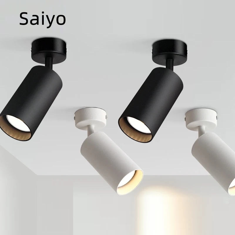 Saiyo Led Track Lights GU10 MR16 Ceiling Lamps for Shop Rail Aluminum Surface Mounted Spotlights for Clothing Store