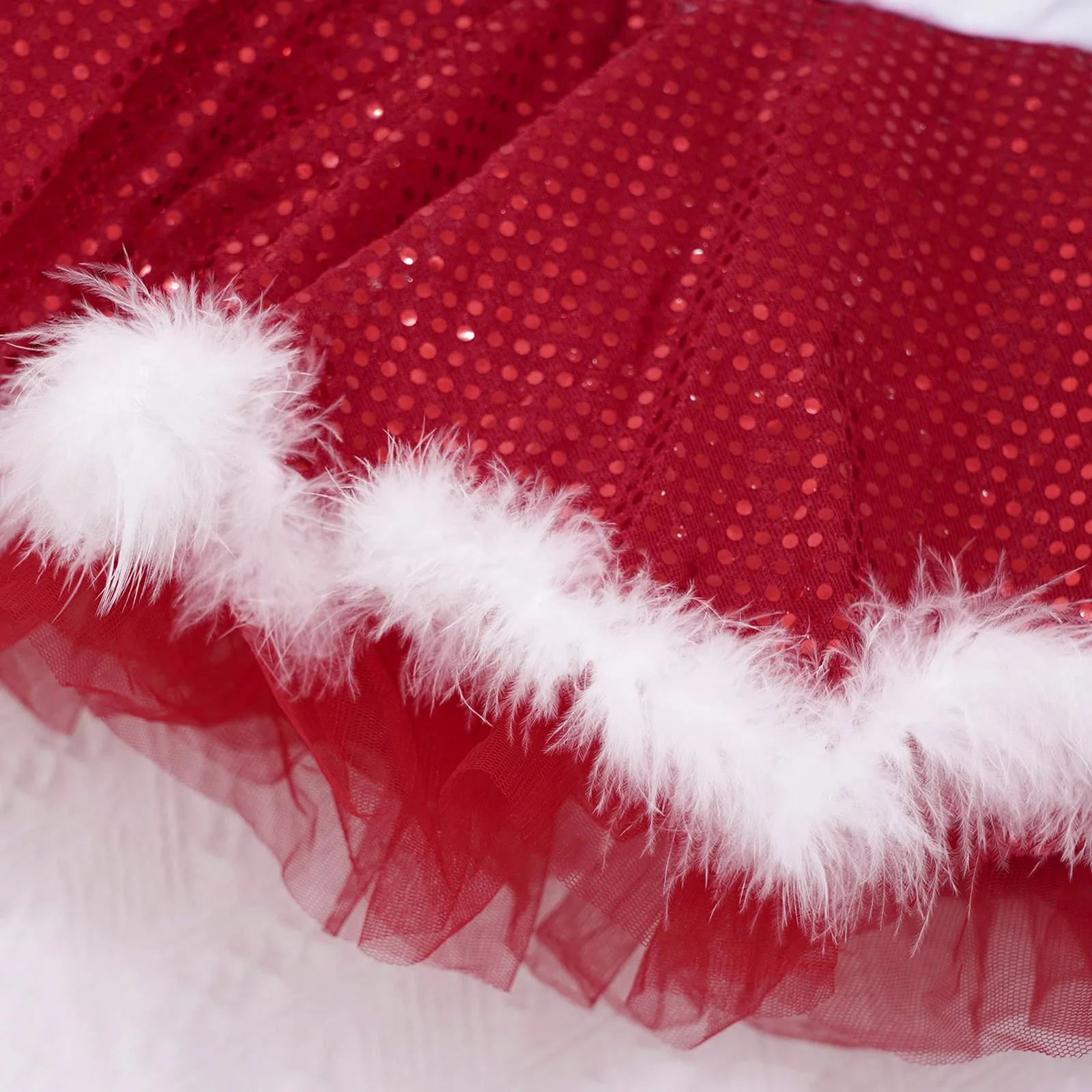 Kids Girls Ballet Dresses Sleeveless Tutu Sequins Dress Red Figure Ice Skating Dress Gymnastics Leotard Christmas Dance Costume