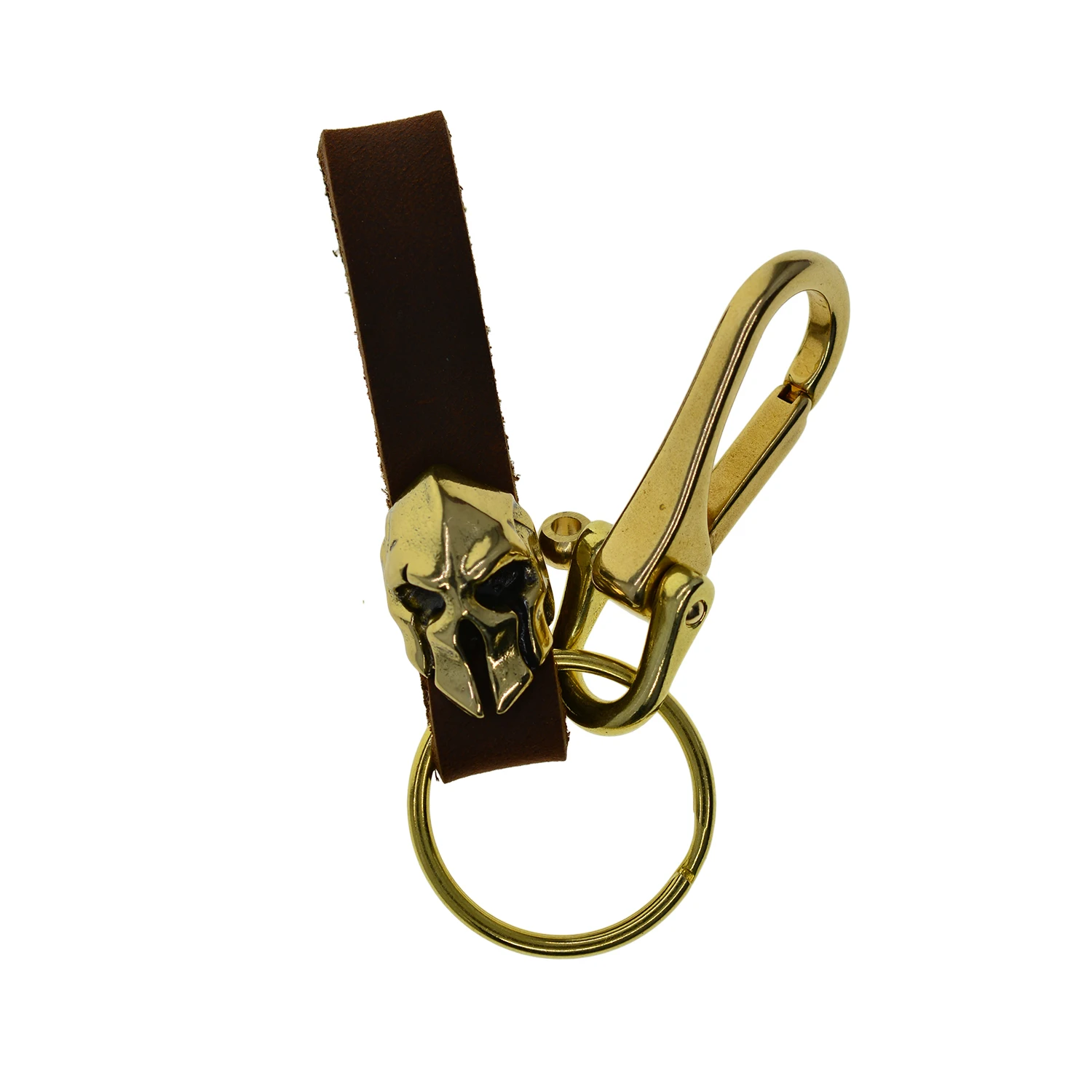 Unique Spartak Spartans Helmet cow leather keychain brass Luxury keyrings biker Jean cowboy Lanyard keyholder GIFT