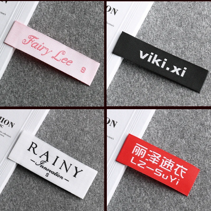 Customized Bids Satin Brocade Woven Standard Flat Surface Elevation Collar Made Of Tightly Woven Standard Label Woven Label