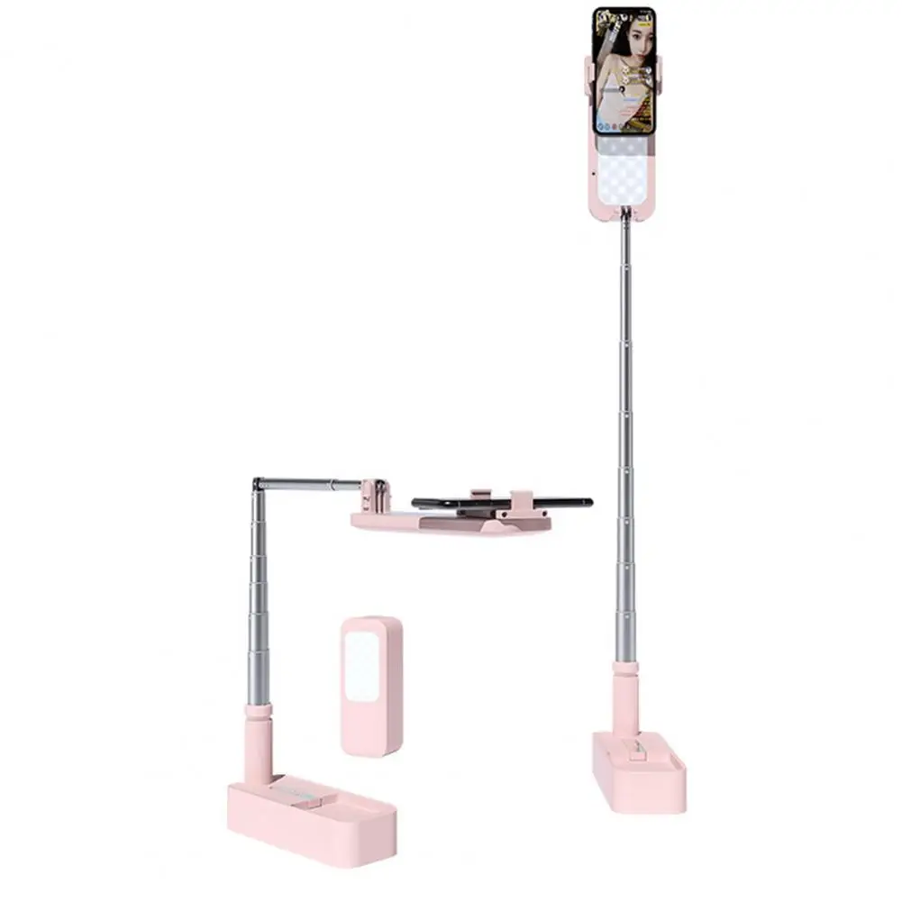 Easy Storage Multifunction Extendable Phone Stand with Selfie Light for Video Recording Live Streaming Selfie