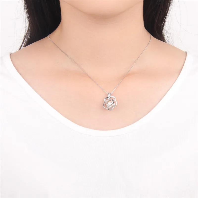 CLUCI 3pcs 925 Sterling Silver Flower Pearl Pendant Trendy Silver 925 Pendant Valentine Gift for Women Pearl Locket SC003SB