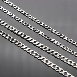 1-5Meter/Lot 3 4 5 6 7 8 9mm Stainless Steel Cuban Link Chain Bulk For Bracelet Necklace Chains DIY Jewelry Making Accessories