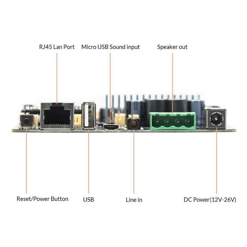 Up2Stream Amp V4 WiFi & Bluetooth 5.0 Stereo Amplifier Board 50W*2 DC 12-24V Multiroom Wireless Streaming Stereo Board