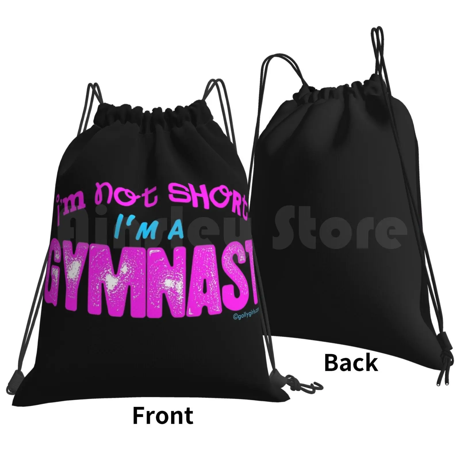 Gymnastics-I'm Not Short , I'm A Gymnast Backpack Drawstring Bags Gym Bag Waterproof Gymnastics Im Not Short Im A Gymnast