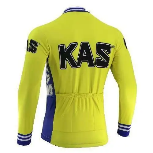 KAS TEAM YELLOW RETRO CLASSIC Men Spring Summer Cycling Jerseys Long Sleeve Racing Bicycle Clothing Maillot Ropa Ciclismo