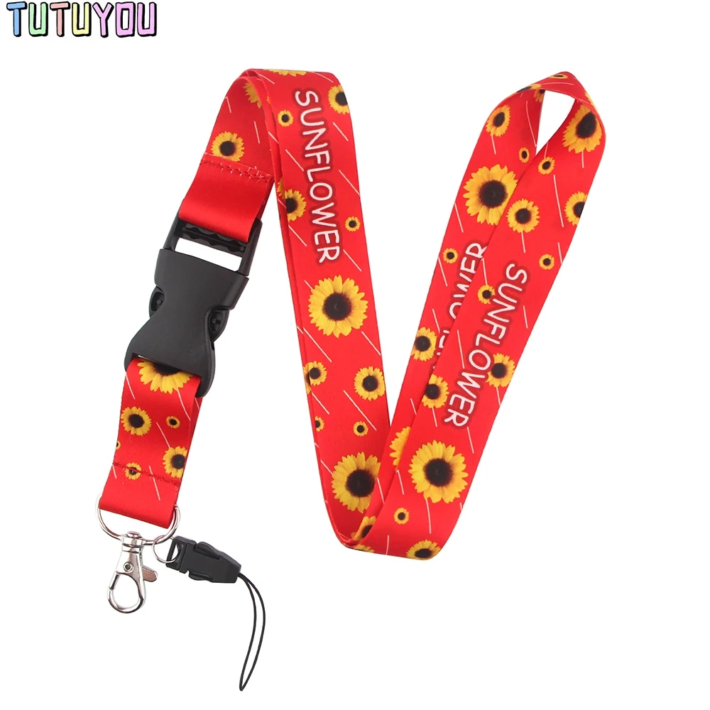 PC2301 Hidden Disability Sunflower Multiple Colour Painting Creative Neck Strap Buckle Lanyards For Phone Keys ID Card