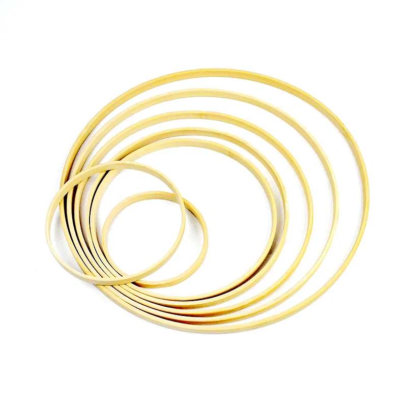 Anillo redondo de madera de bambú, marco de aro, corona de bricolaje, círculo decorativo, herramientas artesanales, decoración de boda, 9 cm, 12 cm,