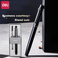 Deli Metal Gel Pens Ballpoint Pen 0.5mm Ink Color Black Writing Stationery With Bullet Refill Business Pen Signature Gift