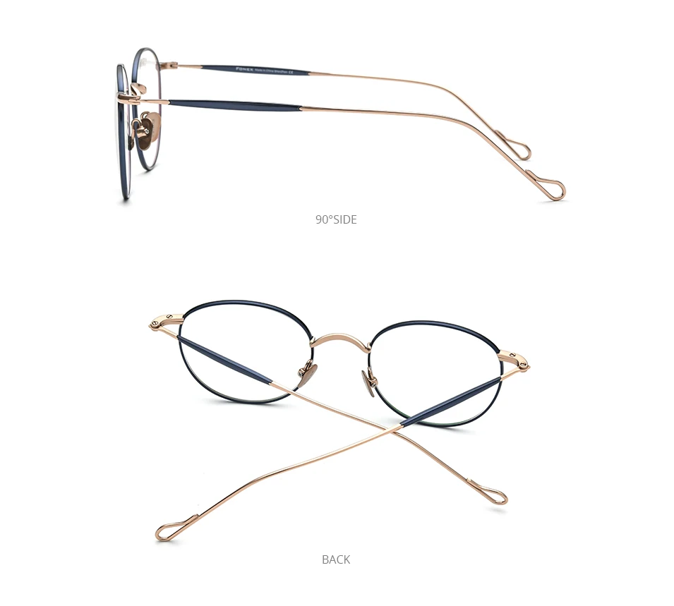 FONEX Titan Brillengestell Damen Markendesign Vintage Runde Brillengestell Herren Japanische Brillen Ultraleichte Brille 85645 – Detail 7