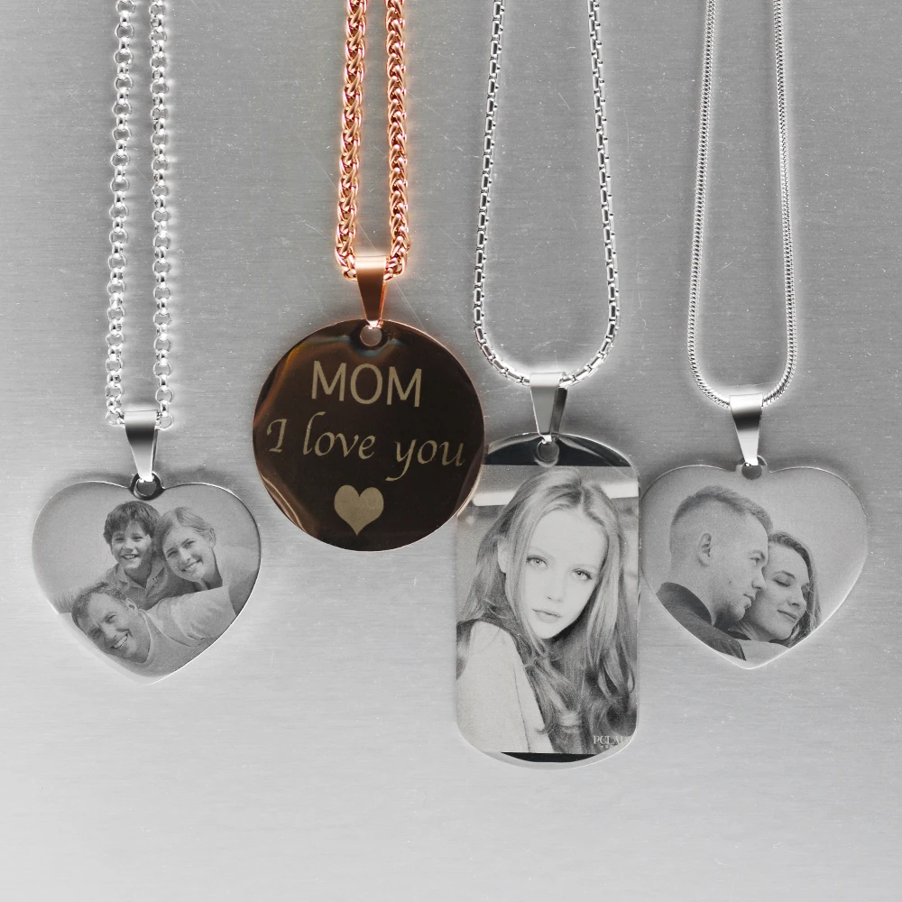 4 Colors Customized Engrave Text Stainless Steel Pendant Necklace Rectangle Shape ID Tag Accept 1pcs Customize VD-002