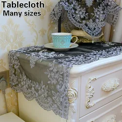 European Black Lace Beaded Embroidered Pendant Tablecloth Coaster Table Flag Hotel Home Decoration Coffee Mantel Tapete Cloth