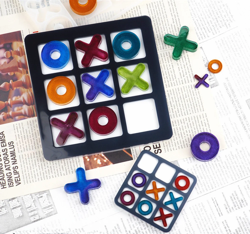 

DIY epoxy Resin Tic-Tac-Toe OX chess Game Ornaments silicone molds Jewelry Making Tool Crafts Crystal Epoxy Resin Mould home art