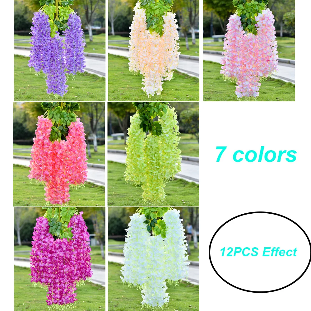 Decor Wedding Hanging Home Artificial Rattan Vine Flower Wisteria Flower Fake Silk