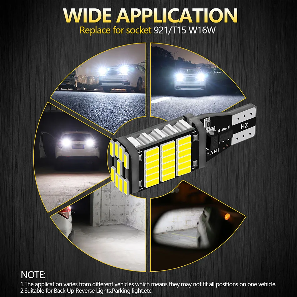 Aileo 2個T15 W16W 921 912 T16 902 led電球ハイパワー45個4014SMD超高輝度1200LM車反転ライトホワイト用交換