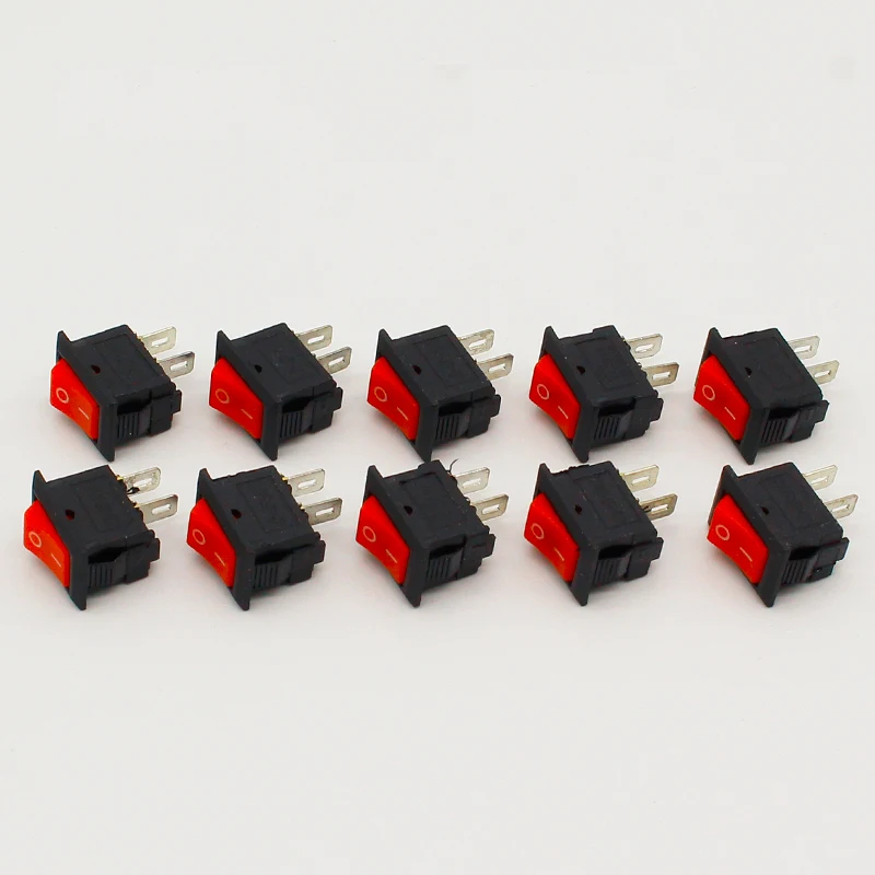 10pcs/lot RED 10*15mm SPST 2PIN ON/OFF G125 Boat Rocker Switch 3A/250V Car Dash Dashboard Truck RV ATV Home