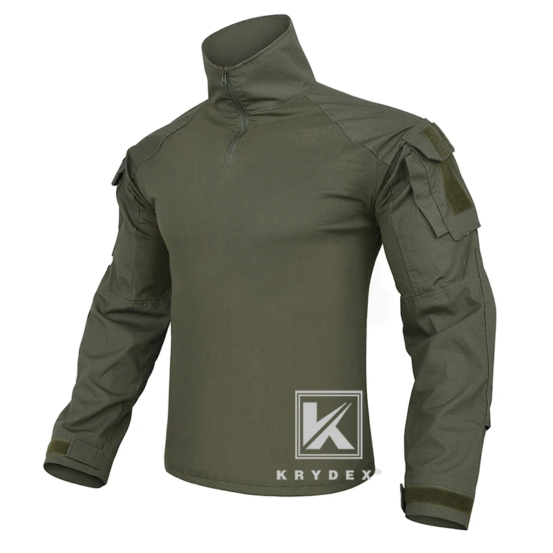 KRYDEX Ranger Green Tactical Combat Shirt For Hunting Outdoor CP Style Outdoor Camouflage Tops + Elbow Pads