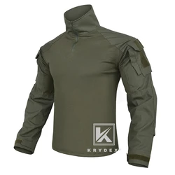 KRYDEX Ranger camisa de combate táctico verde para caza al aire libre, Tops de camuflaje al aire libre, coderas