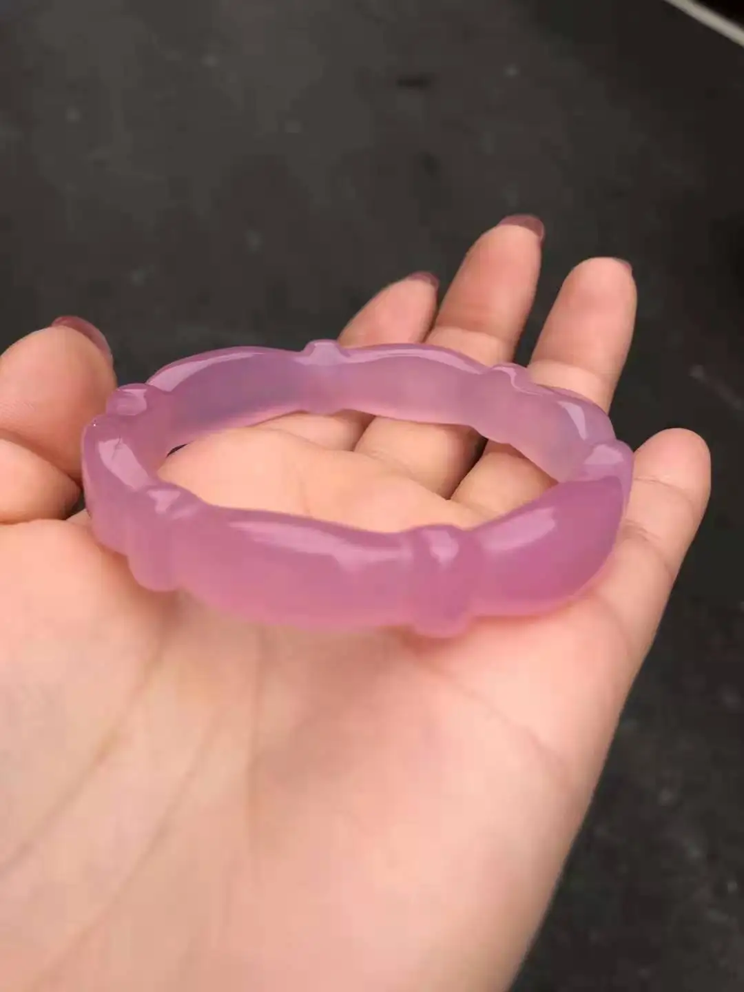 

100%Natural Chalcedony Pink slub bangle bracelets women handcarved jade bangle jewelry jadeite bangles Real agate gift bracelet