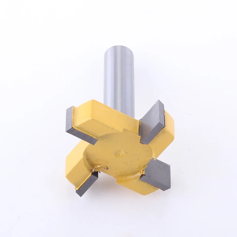 CHWJW 1pc 1/2" Shank 4 Edge T Type Slotting Cutter Woodworking Tool Router Bits For Wood Industrial Grade Milling Cutter