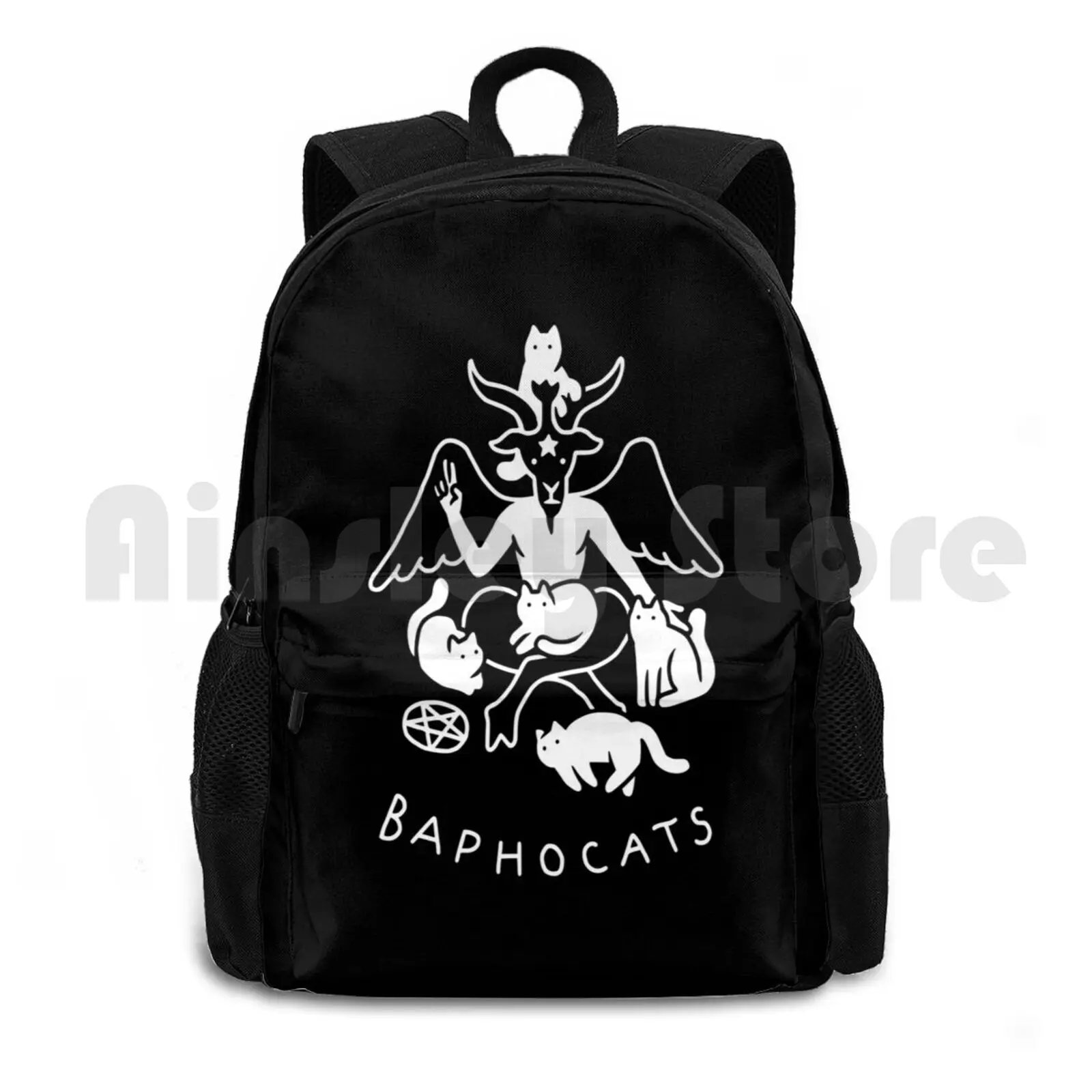 

Baphocats Outdoor Hiking Backpack Riding Climbing Sports Bag Cats Cat Baphomet Satan Satanic Metal Metal Music Devil Demon