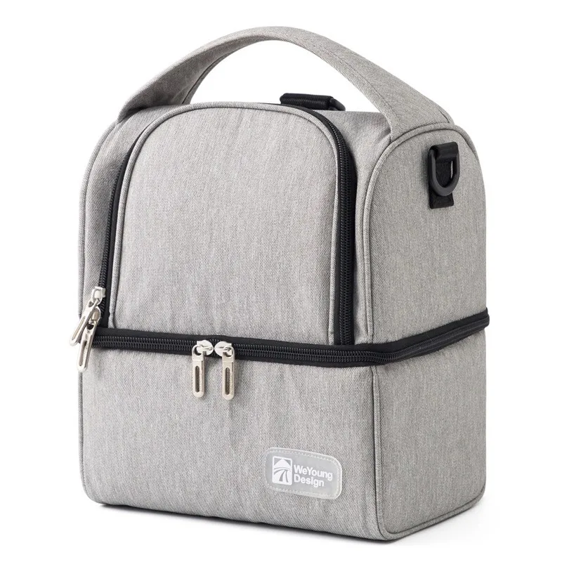 Insulation Bag Milk Storage Bag Solid Color Zipper Lunch Bag Double Layer Fresh Keeping Bag Baby Bottle Backpack Shoulder Bag