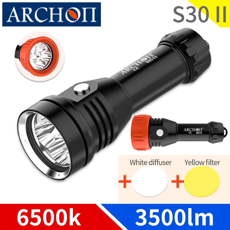 

S30 II 6500K diving flashlight Can DIY astigmatism diving torch Underwater 100m diving lighting flashlight fill light dive video