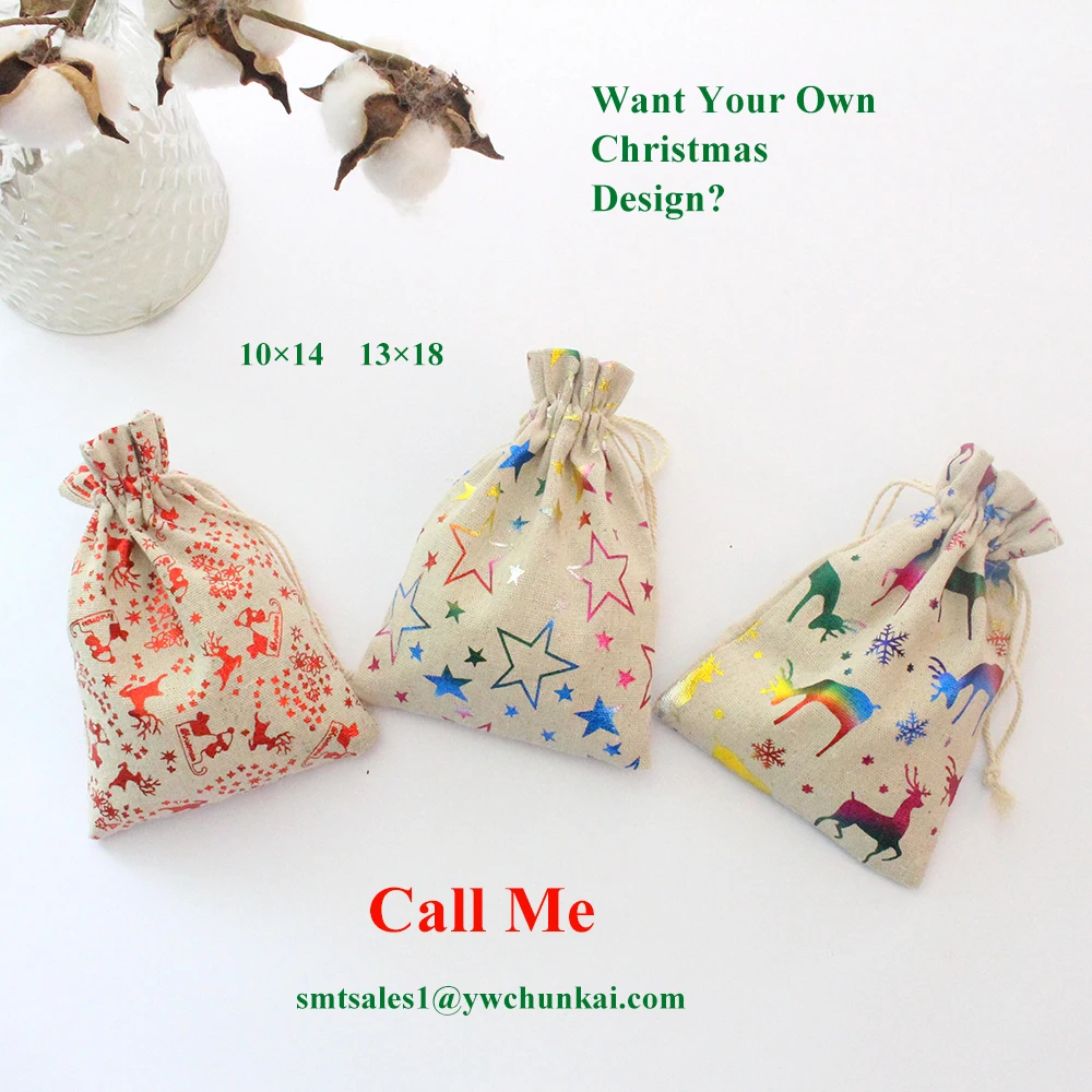 

Cosmetic Sachet 10Pcs/Lot Santa Gift Christmas Candy Drawstring Bag Packing Pouches Mini Organizer Can Print Logo