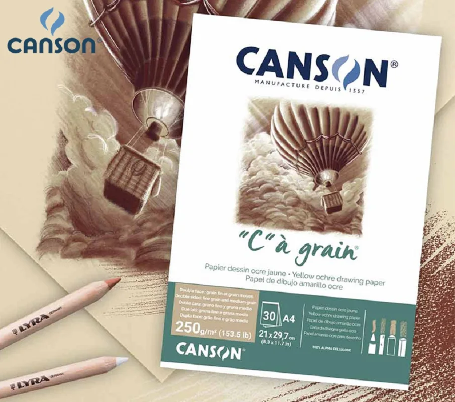 CANSON c-a-grain Painting Book Natural Yellow/Ochre Gray Paper Sketch Thin Color Lead Charcoal Toner Paper Pastel Painting Book