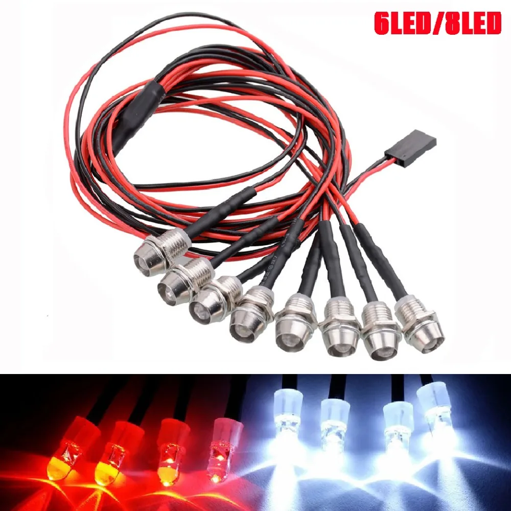 New 4 LED/6 LED/8 led Light Kit 2 White 2 Red 2 Blue for 1/10 1/8 HSP SCX10 D90 HPI RC Car RC Model Drift Car Headlight