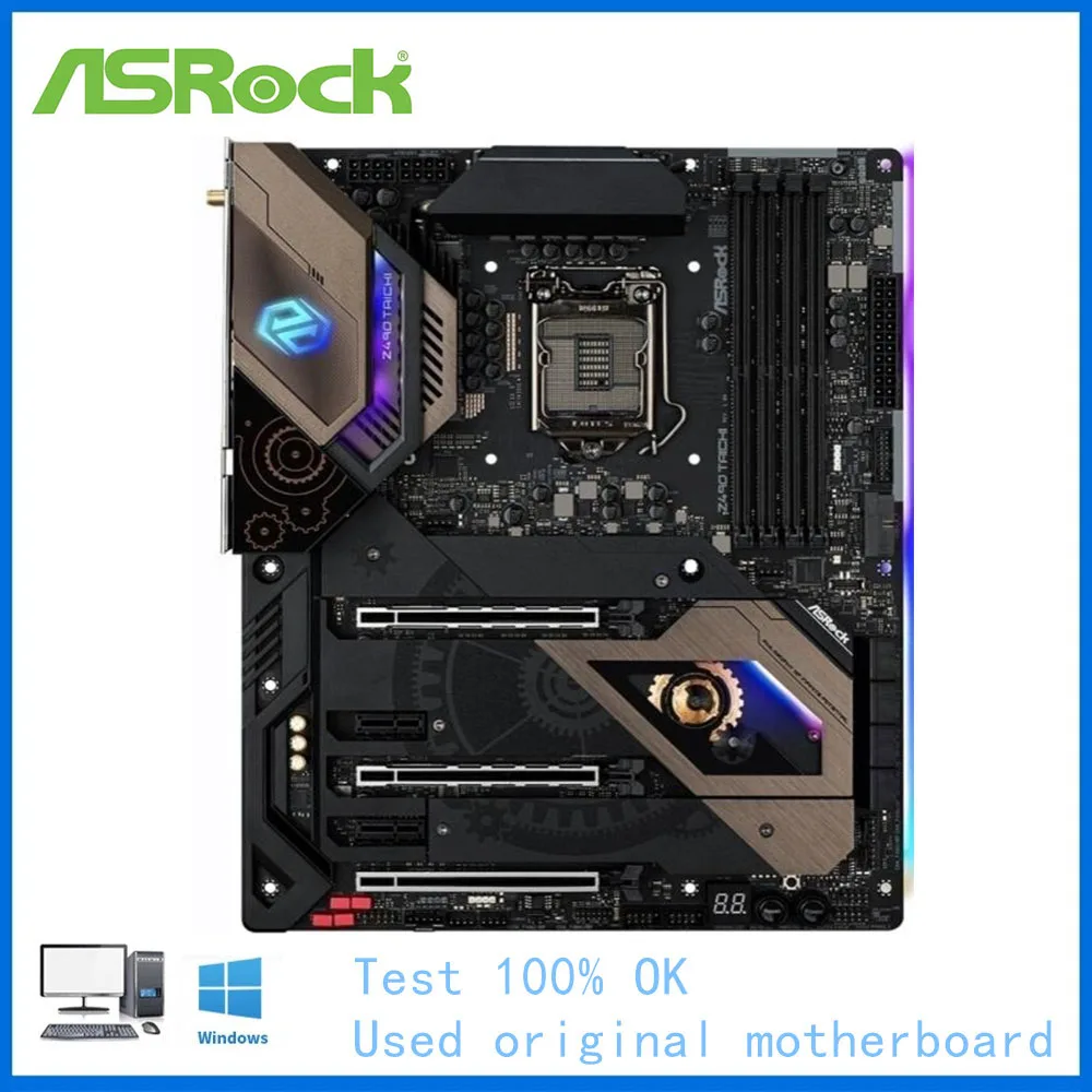 

Материнская плата для компьютера ASRock Z490 Taichi, материнская плата LGA 1200 DDR4 Z490 для настольного компьютера, б/у процессор Core i5 11400 i7 11700