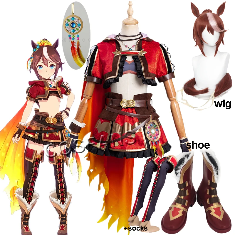 Umamusume: Ziemlich Derby Tokai Teio Spiel Anzug Schöne Uniform Cosplay Kostüm Halloween Party Outfit Für Frauen Perücke schuh zubehör