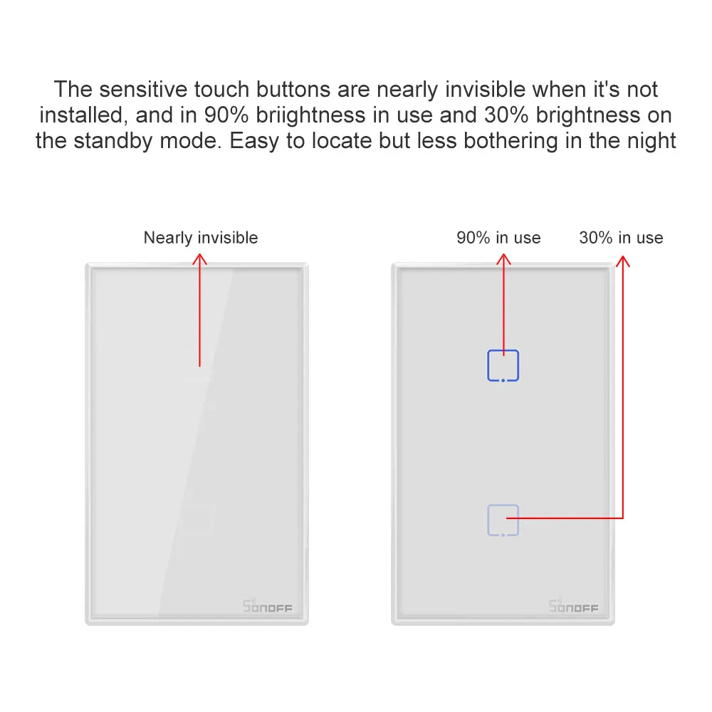 SONOFF RF 스마트 벽 터치 스위치, 스마트 홈용 리모컨 와이파이 조명 스위치, T2, T3, EU, UK, US, 433mhz, 1/2/3 갱