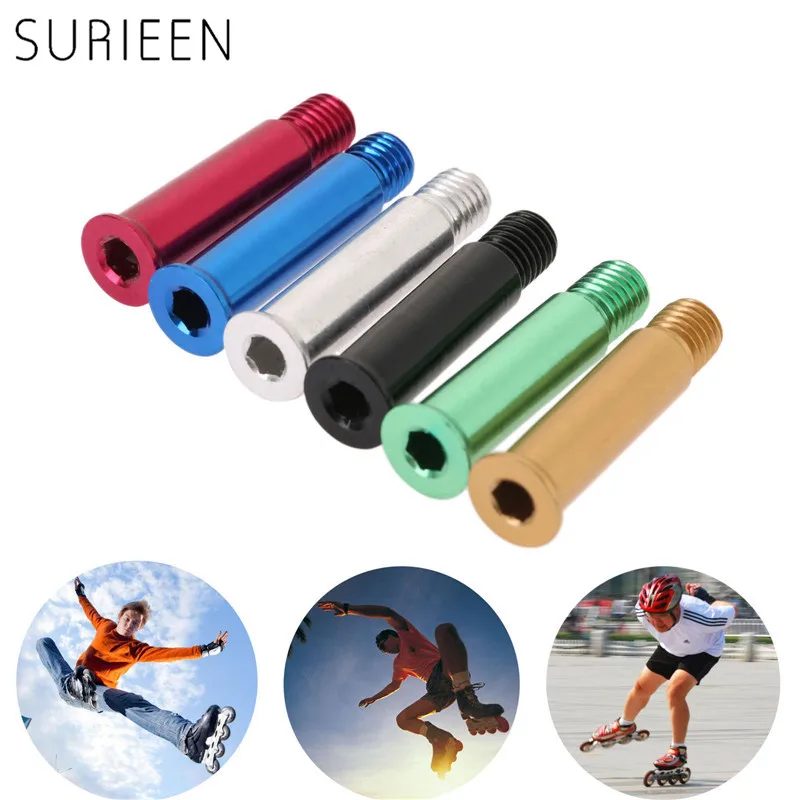 SURIEEN-Parafusos de patinação em linha, Parafuso para pregos, Alumínio para patins em linha, Vermelho azul dourado, verde prateado e preto, 8 PCes, 8mm * 34mm