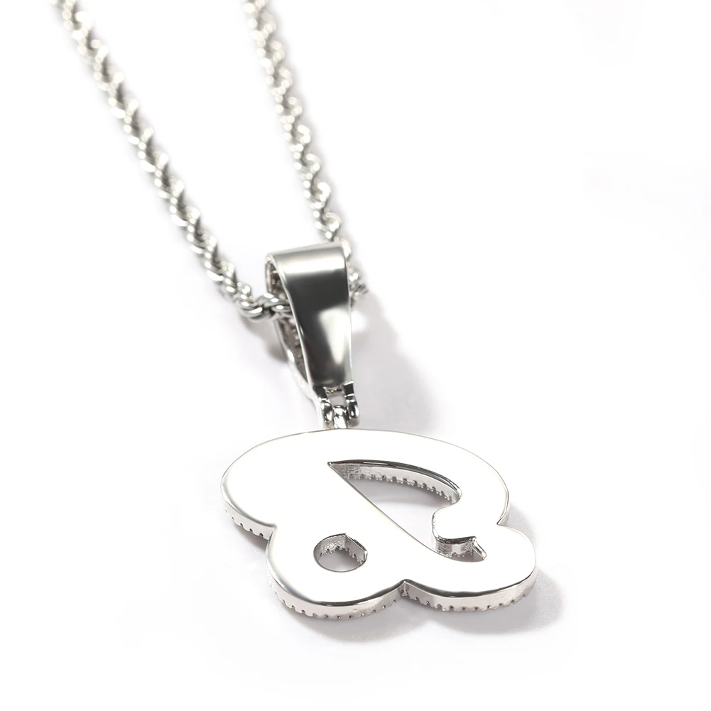 UWIN 2022 New Initial Brush Cursive Letter Pendant for Women Men Ice Out Cubic Zircon Alphabet Charms Fashion Hip Hop Jewelry