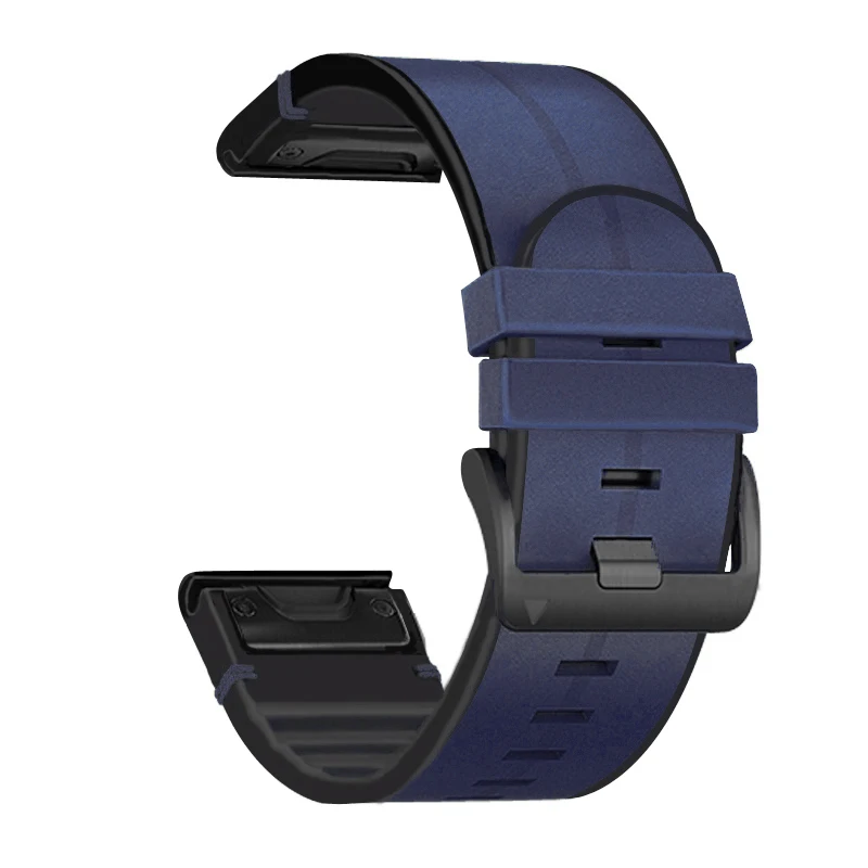 Bracelet Quickfit Cuir Et Silicone 20/22/26 Mm Compatible Garmin Fenix 8, E7, 7X, 7S, 6X, Enduro